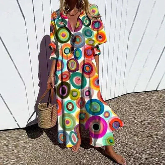 Robe Longue Femme Bohème Maxi Été Aérienne avec Motifs Delicats 5