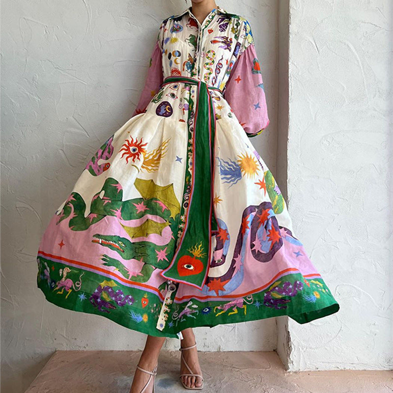 Robe Longue Femme Décolleté en V Maxi à Manches Longues pour Été 6