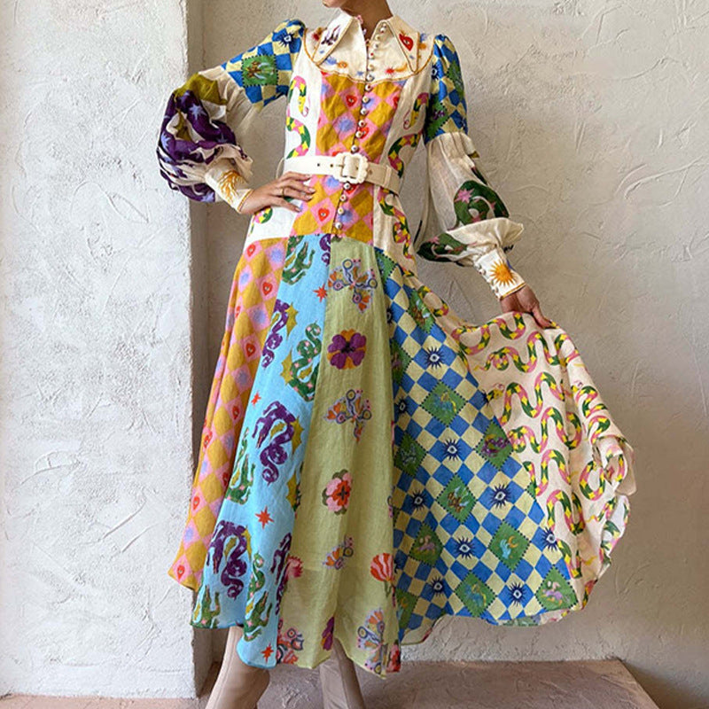 Robe Longue Femme Décolleté en V Maxi à Manches Longues pour Été 7