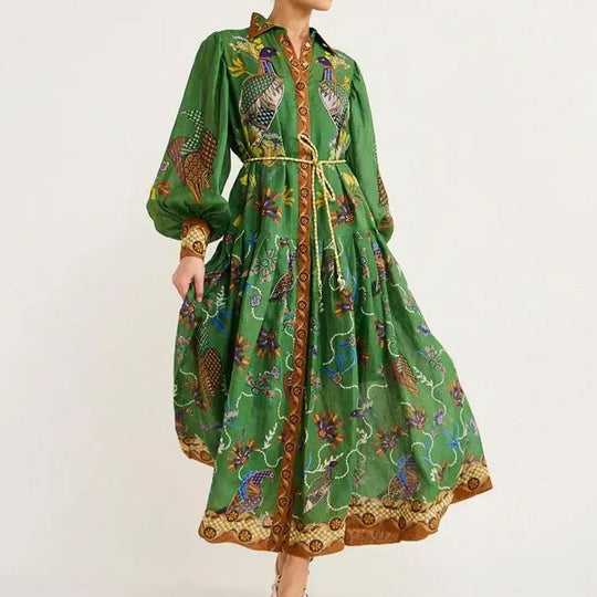 Robe Longue Femme Décolleté en V Maxi à Manches Longues pour Été 8
