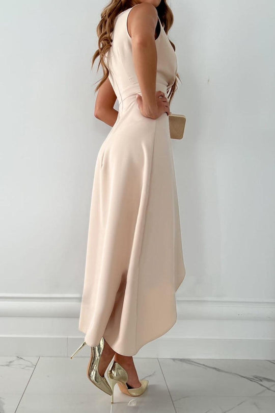 Robe Longue Femme Drapée Décolleté en V Maxi pour Été 1