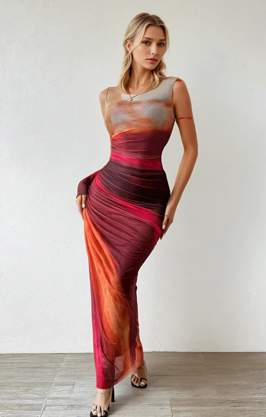 Robe Longue Femme Élégante en Tissu Léger pour l'Été 1