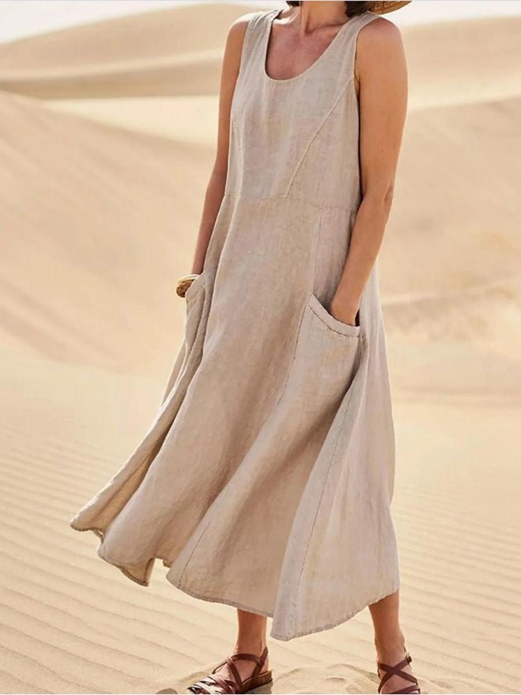 Robe Longue Femme Fluide Été en Tissu Léger Maxi 1