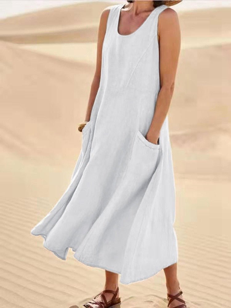 Robe Longue Femme Fluide Été en Tissu Léger Maxi 2