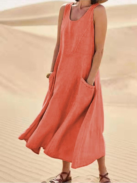 Robe Longue Femme Fluide Été en Tissu Léger Maxi 4