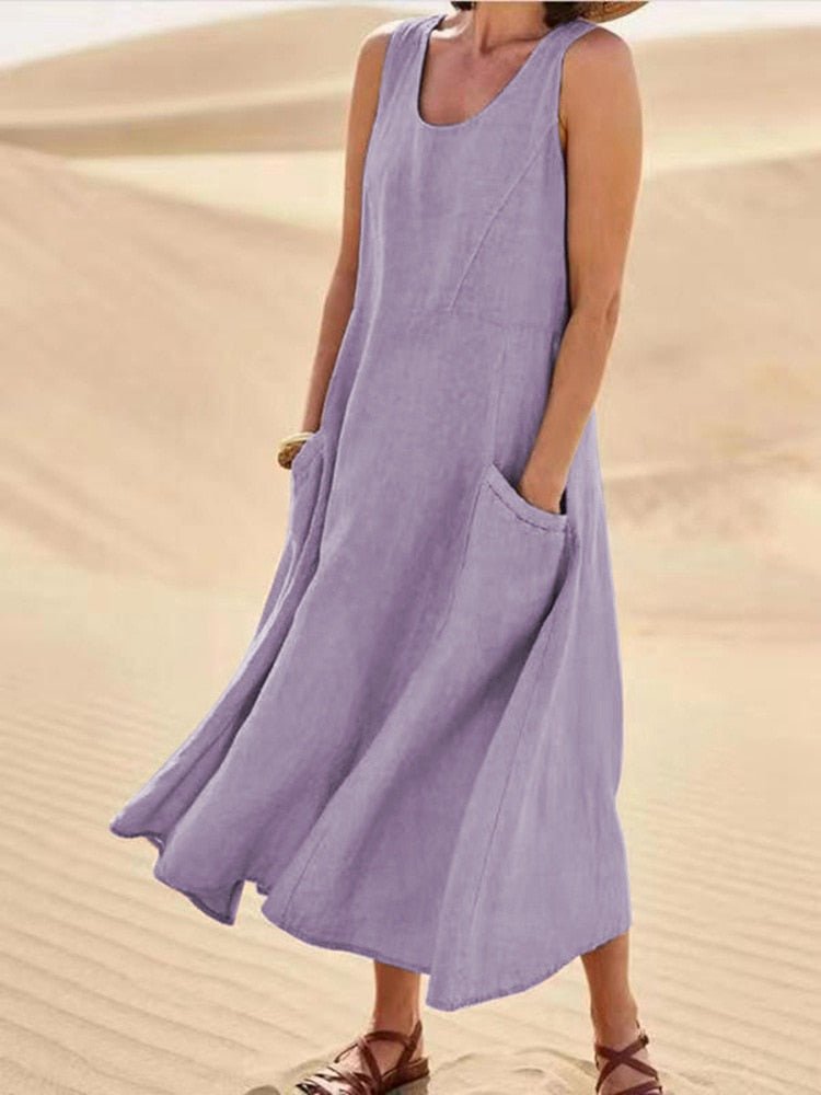 Robe Longue Femme Fluide Été en Tissu Léger Maxi 5