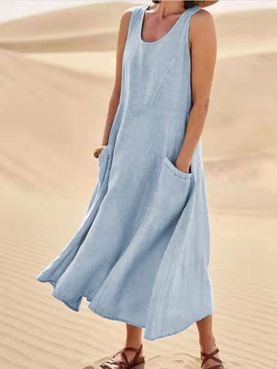 Robe Longue Femme Fluide Été en Tissu Léger Maxi 6