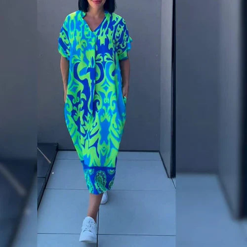 Robe Longue Femme Imprimé Artistique Maxi Été Tissu Doux 1
