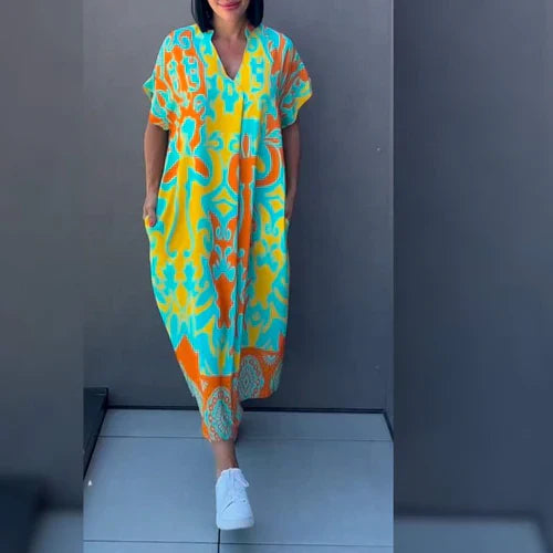 Robe Longue Femme Imprimé Artistique Maxi Été Tissu Doux 2
