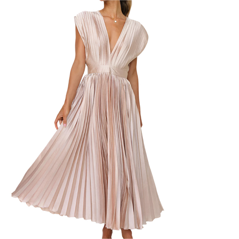 Robe Longue Femme Plissée Élégante Tissu Léger 0