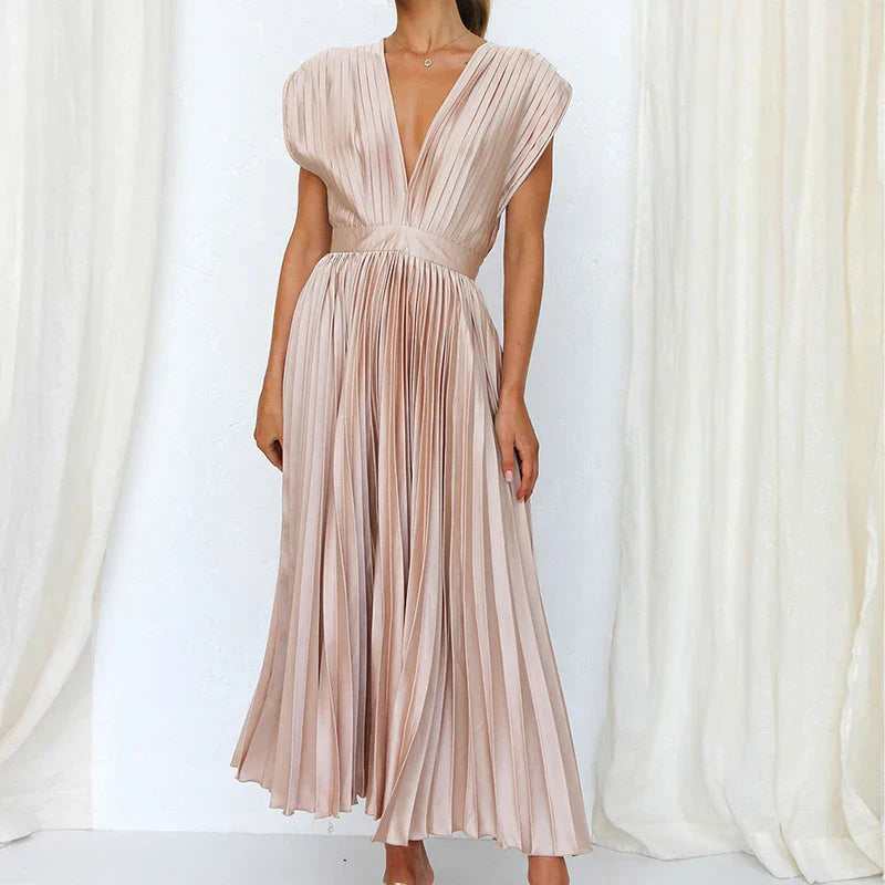 Robe Longue Femme Plissée Élégante Tissu Léger 1