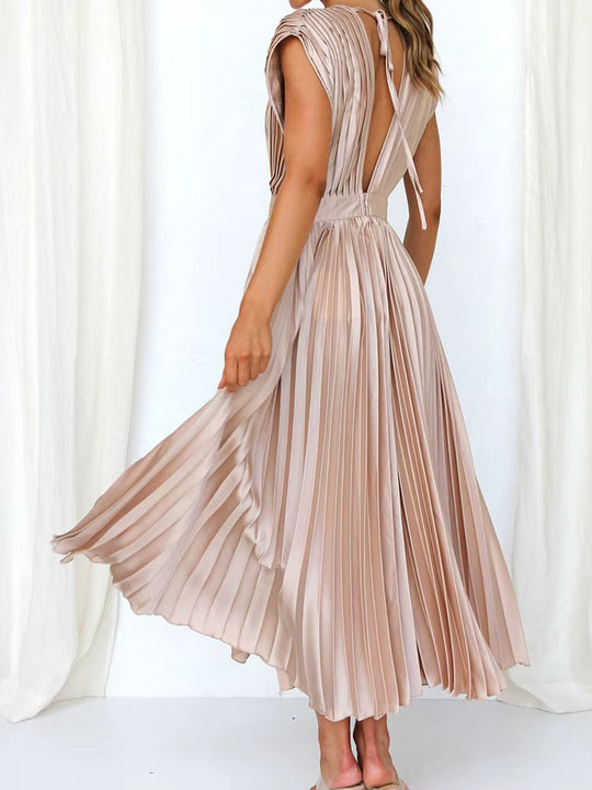 Robe Longue Femme Plissée Élégante Tissu Léger 2