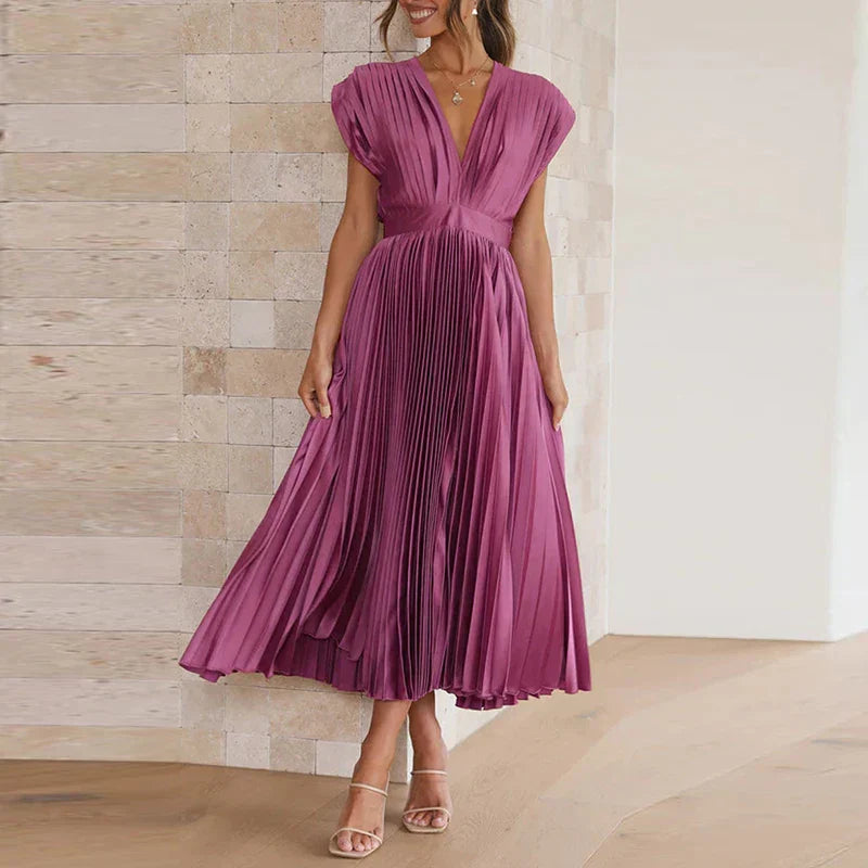 Robe Longue Femme Plissée Élégante Tissu Léger 3