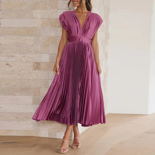 Robe Longue Femme Plissée Élégante Tissu Léger 3