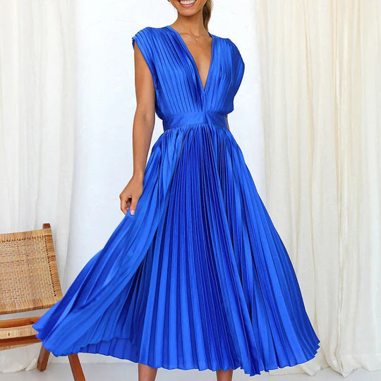 Robe Longue Femme Plissée Élégante Tissu Léger 4