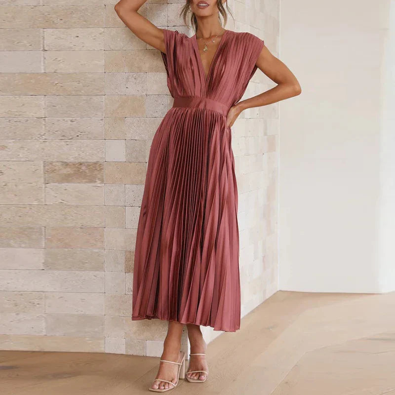 Robe Longue Femme Plissée Élégante Tissu Léger 5