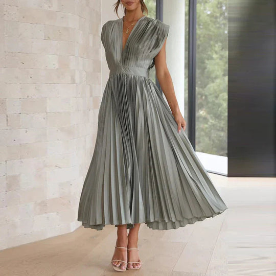 Robe Longue Femme Plissée Élégante Tissu Léger 6