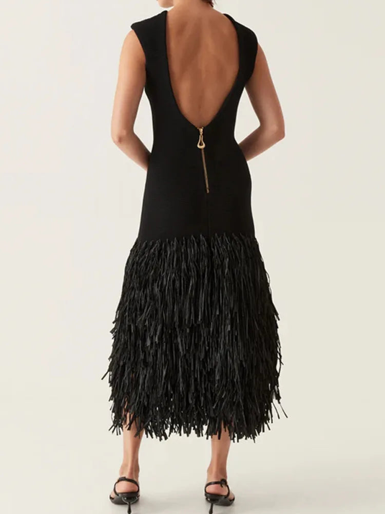 Robe Longue Femme Plissée Élégante en Tissu Plumé pour Été 1