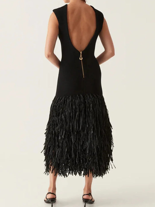 Robe Longue Femme Plissée Élégante en Tissu Plumé pour Été 1