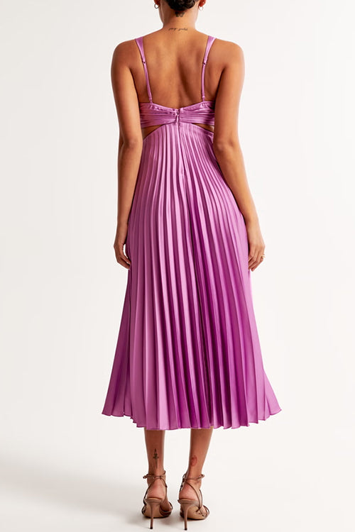 Robe Longue Femme Plissée Sans Manches Décolleté en V Tissu Léger Été 1