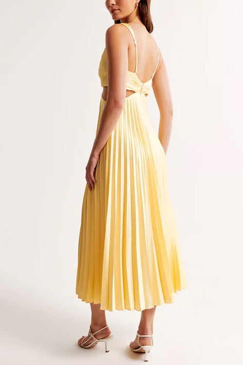 Robe Longue Femme Plissée Sans Manches Décolleté en V Tissu Léger Été 2