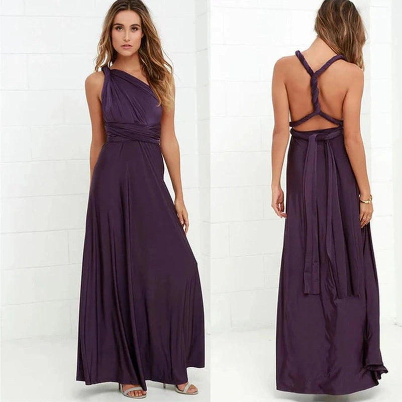 Robe Longue Femme Portefeuille Élastique Polyester Polyvalente 3