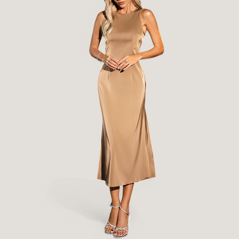 Robe Longue Femme Satin Fluide Maxi Été 5