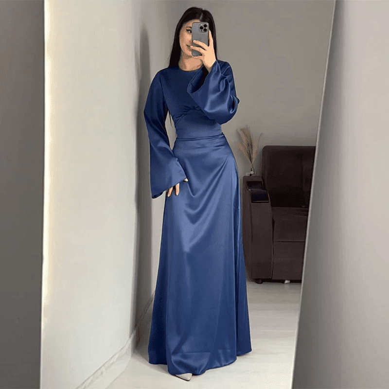 Robe Longue Femme Satinée Pour Soirée Élégante 3