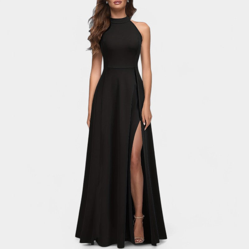 Robe Longue Femme Taille Haute Fendue Polyester pour Été 3