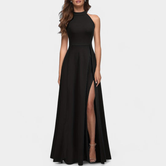 Robe Longue Femme Taille Haute Fendue Polyester pour Été 3