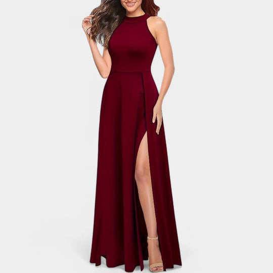 Robe Longue Femme Taille Haute Fendue Polyester pour Été 5