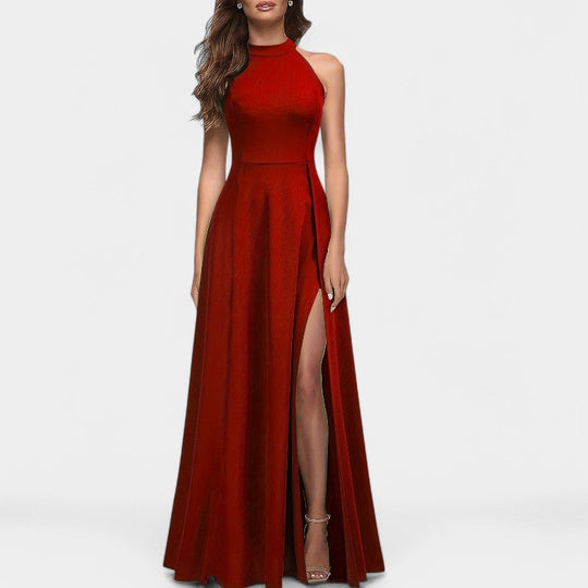 Robe Longue Femme Taille Haute Fendue Polyester pour Été 6