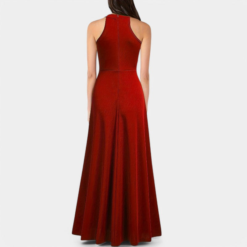 Robe Longue Femme Taille Haute Fendue Polyester pour Été 8