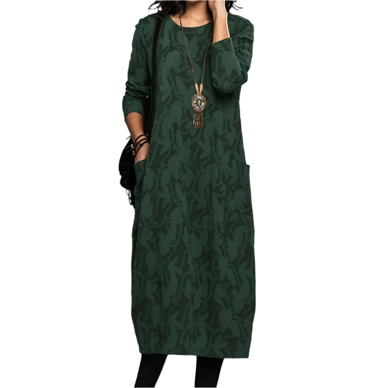 Robe Longue Femme Vintage Confortable en Polyester 0