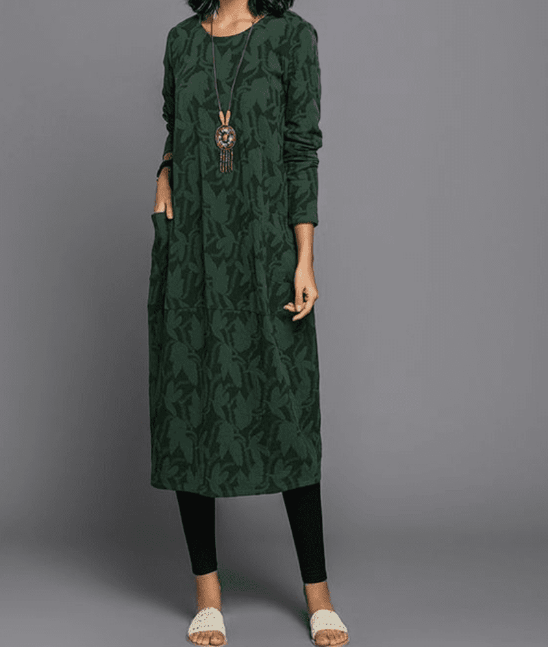 Robe Longue Femme Vintage Confortable en Polyester 2