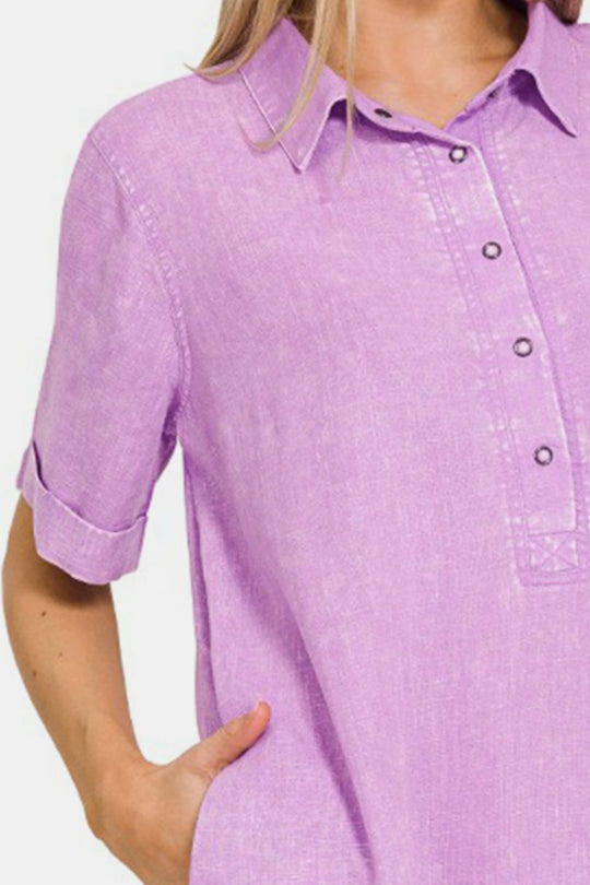 Robe Longue Femme en Lin Lavé à Ourlet Brut avec Poches 1