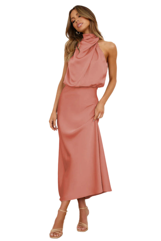 Robe Longue Satinée pour Femme Élégante 0
