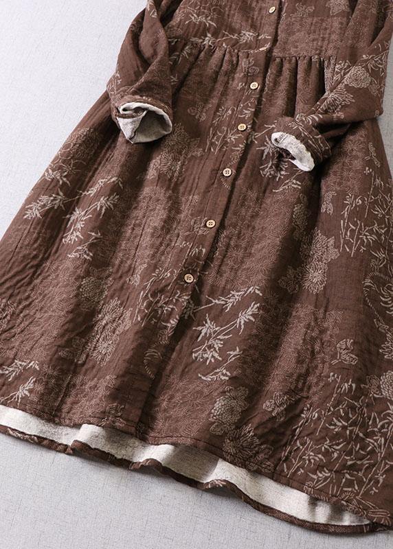 Robe Longue à Manches Longues avec Poches et Imprimé Automnal 2