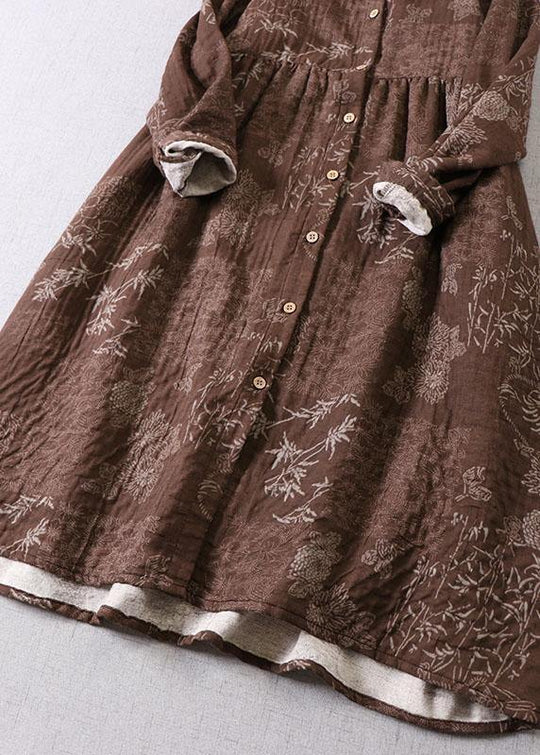 Robe Longue à Manches Longues avec Poches et Imprimé Automnal 2