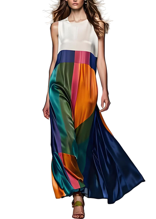 Robe Maxi Femme Boho Colorblock 0