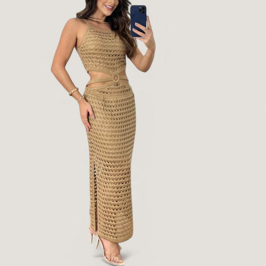 Robe Maxi Femme Découpée Tricotée 1