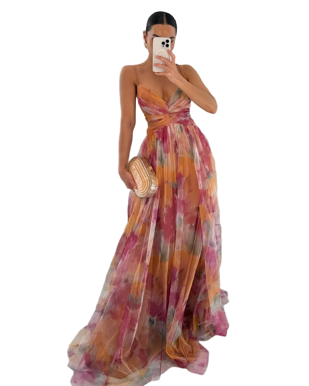 Robe Maxi Femme Imprimé Aquarelle Croisée 0