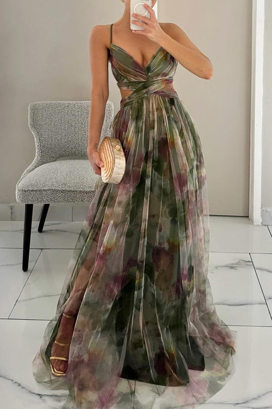 Robe Maxi Femme Imprimé Aquarelle Croisée 1
