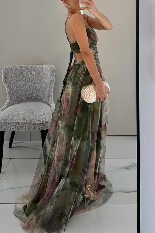 Robe Maxi Femme Imprimé Aquarelle Croisée 5