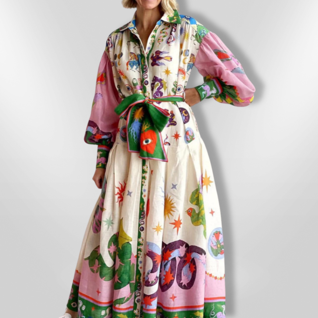 Robe Maxi Femme Style Italienne Imprimée 0