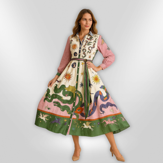 Robe Maxi Femme Style Italienne Imprimée 1