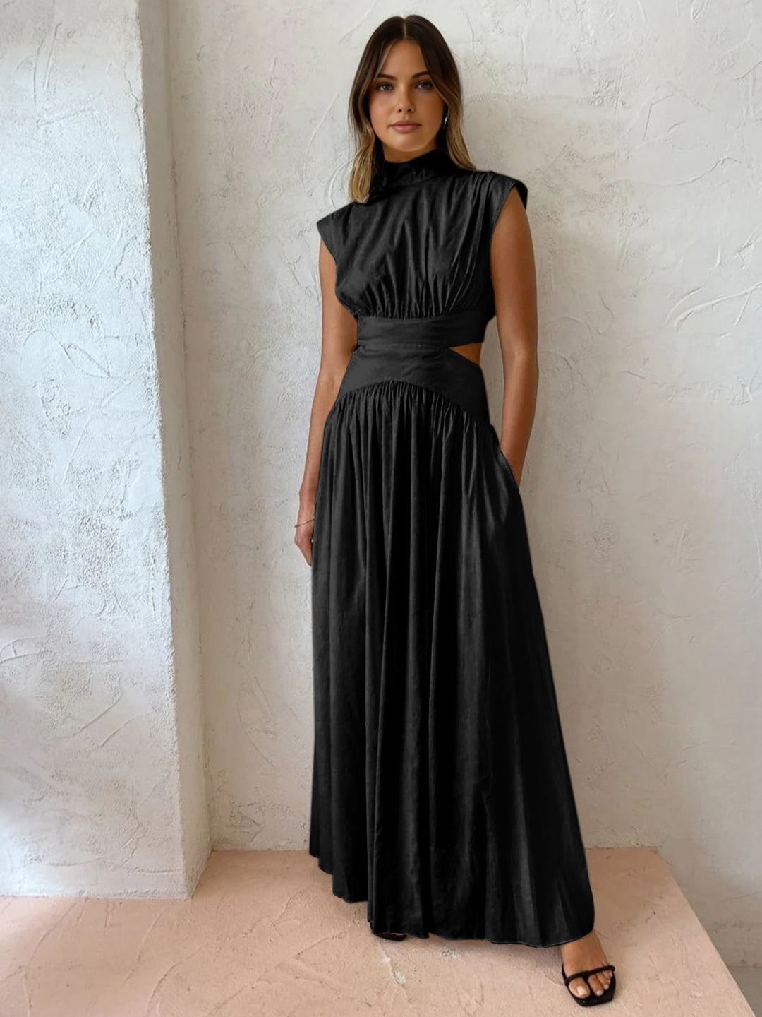 Robe Maxi Femme à Col Simulé 3