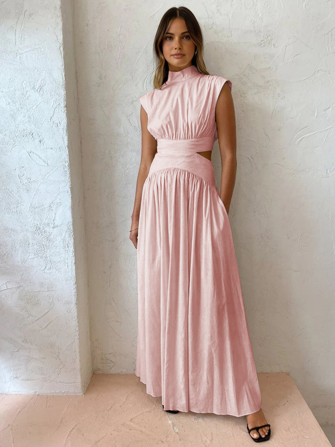 Robe Maxi Femme à Col Simulé 4