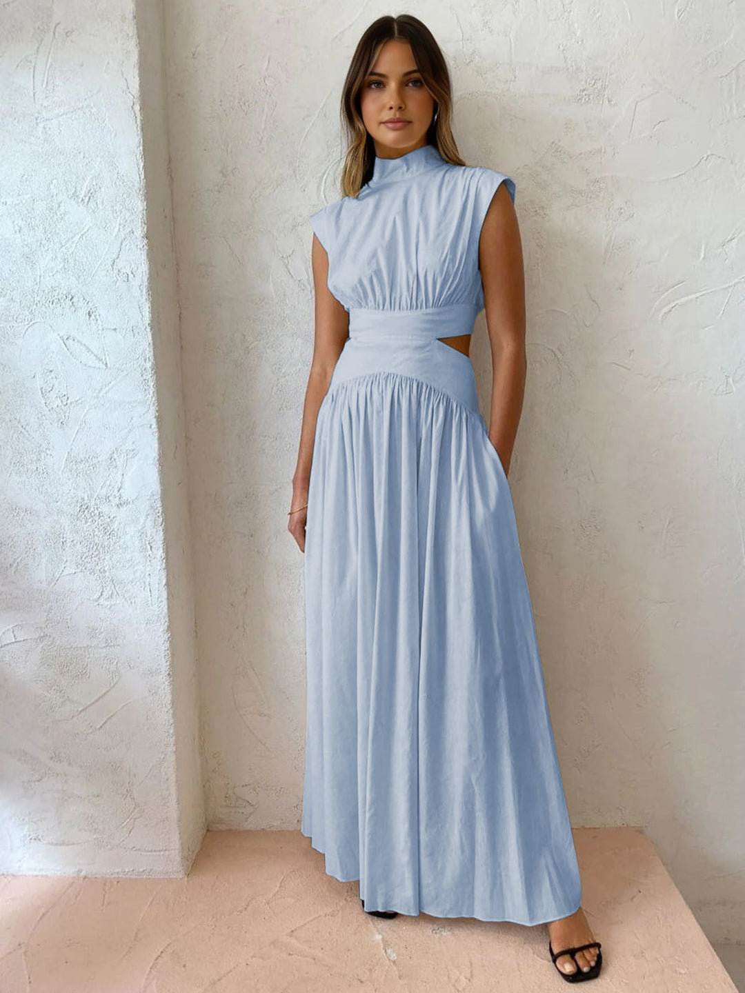 Robe Maxi Femme à Col Simulé 6