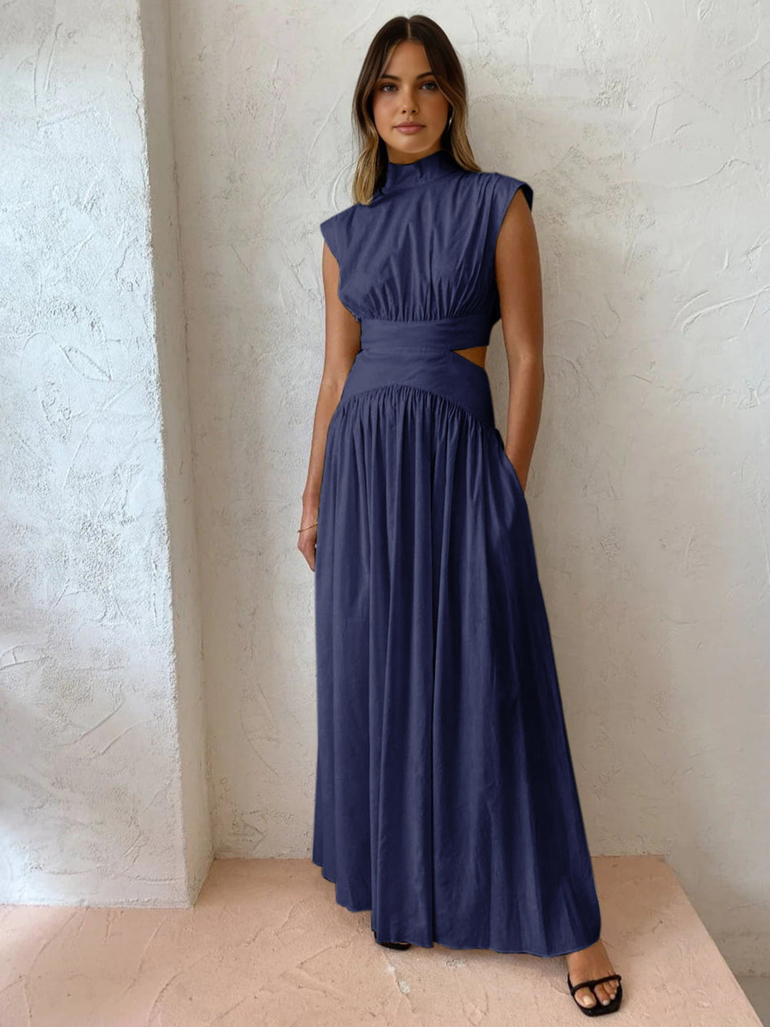 Robe Maxi Femme à Col Simulé 7